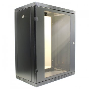 Шкаф NT WALLBOX 15-63 B 19" настенный, чёрный 15U 600x350, дверь стекло-металл