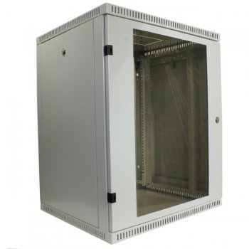 Шкаф NT WALLBOX 15-65 G 19" настенный, серый 15U 600x520, дверь стекло-металл
