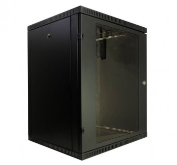Шкаф NT WALLBOX 15-65 B 19" настенный, чёрный 15U 600x520, дверь стекло-металл