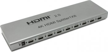 Разветвитель видеосигнала Orient HSP0108H-2.0, HDMI 4K Splitter 1->8, HDMI 2.0/3D, UHDTV 4K/ 60Hz (3840x2160)/HDTV1080p, HDCP2.2, EDID управление, RS2