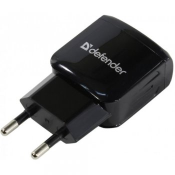 Зарядка USB-устройств Defender EPA-13 Black <83840> USB (Вх. AC100-240V, Вых. DC5V, 10.5W, 2xUSB)