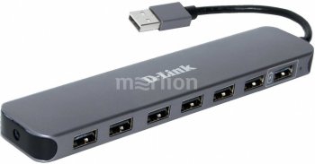 Концентратор USB 2.0 D-Link DUB-H7 7порт. черный (DUB-H7/E1A)