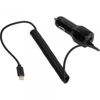 Автомобильный адаптер питания HARPER <CCH-3115 Black> USB (Вх.12-24V, Вых.5V, 10.5W, USB, кабель Lightning)