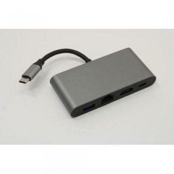 Док-станция для ноутбука Orient <C033> Кабель-адаптер USB-C -> HDMI(F)+GbLAN+USB+USB-C