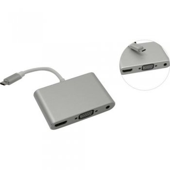 Док-станция для ноутбука Orient <C029> Кабель-адаптер USB-C -> HDMI(F)+VGA(15F)+AUX