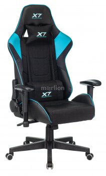 Кресло для геймера A4Tech X7 GG-1100 черный/голубой текстиль/эко.кожа крестовина пластик