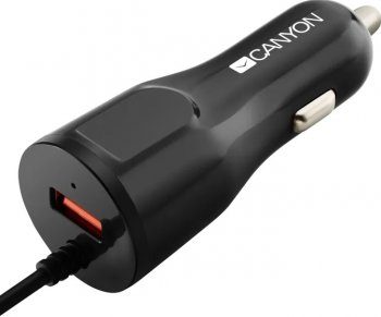Автомобильный адаптер питания CANYON <CNE-CCA033B> USB (USB, кабель Lightning)
