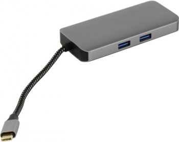 Док-станция для ноутбука Espada <UHLUC V2> Кабель-адаптер USB-C -> HDMI (F)+2xUSB3.0+USB-C(PD)+RJ45+SD/microSD Card Reader