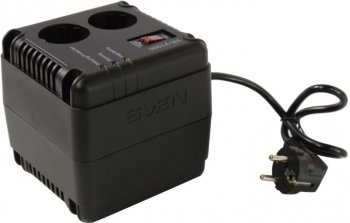 Стабилизатор напряжения SVEN <VR-V1000 Black> (вх.184-285V, вых.230V, 500W, 2 розетки Euro)