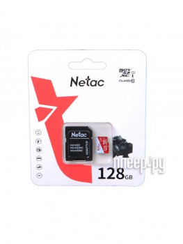 Карта памяти Netac <NT02P500ECO-128G- R > microSDXC Memory Card 128Gb UHS-I U1Class10 + microSD-->SD Adapter