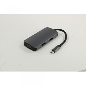 Док-станция для ноутбука KS-is <KS-476> Кабель-адаптер USB-C -> 2xHDMI(F)+VGA(F)+USB3.0+USB-C port